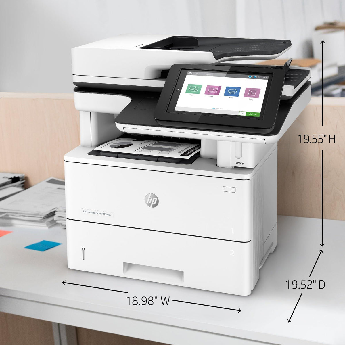 HP LaserJet Enterprise MFP M528f Monochrome All-in-One Printer with built-in Ethernet & 2-sided printing (1PV65A), White