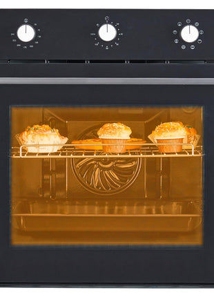 GarveeHome 24 inch Single Wall Oven, 2.5 Cu.Ft Built-In Electric Oven, Mechanical Knobs, Double-Layered Glass Door, 5 Cooking Functions, 3000W 240V - High Performance, Spacious Interior, Versatile Cooking