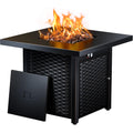 Ciays 28 Inch Propane Fire Pit CSA-Listed Outdoor Fire Pit Table, 50,000 BTU Steel Gas Fire Pits with Lid and Lava Rock, Add Warmth and Ambience to Parties On Patio Deck Garden,Black,CIFPT3-N1