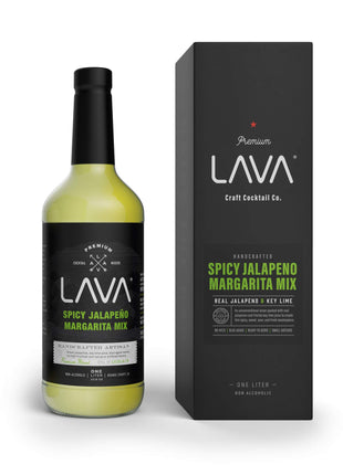 LAVA Premium Spicy Jalapeño Margarita Mix by LAVA Craft Cocktail Co., Made with Real Jalapeños, Agave Nectar, Key Limes, Lots of Flavor and Ready to Use, 1-Liter Glass Bottle