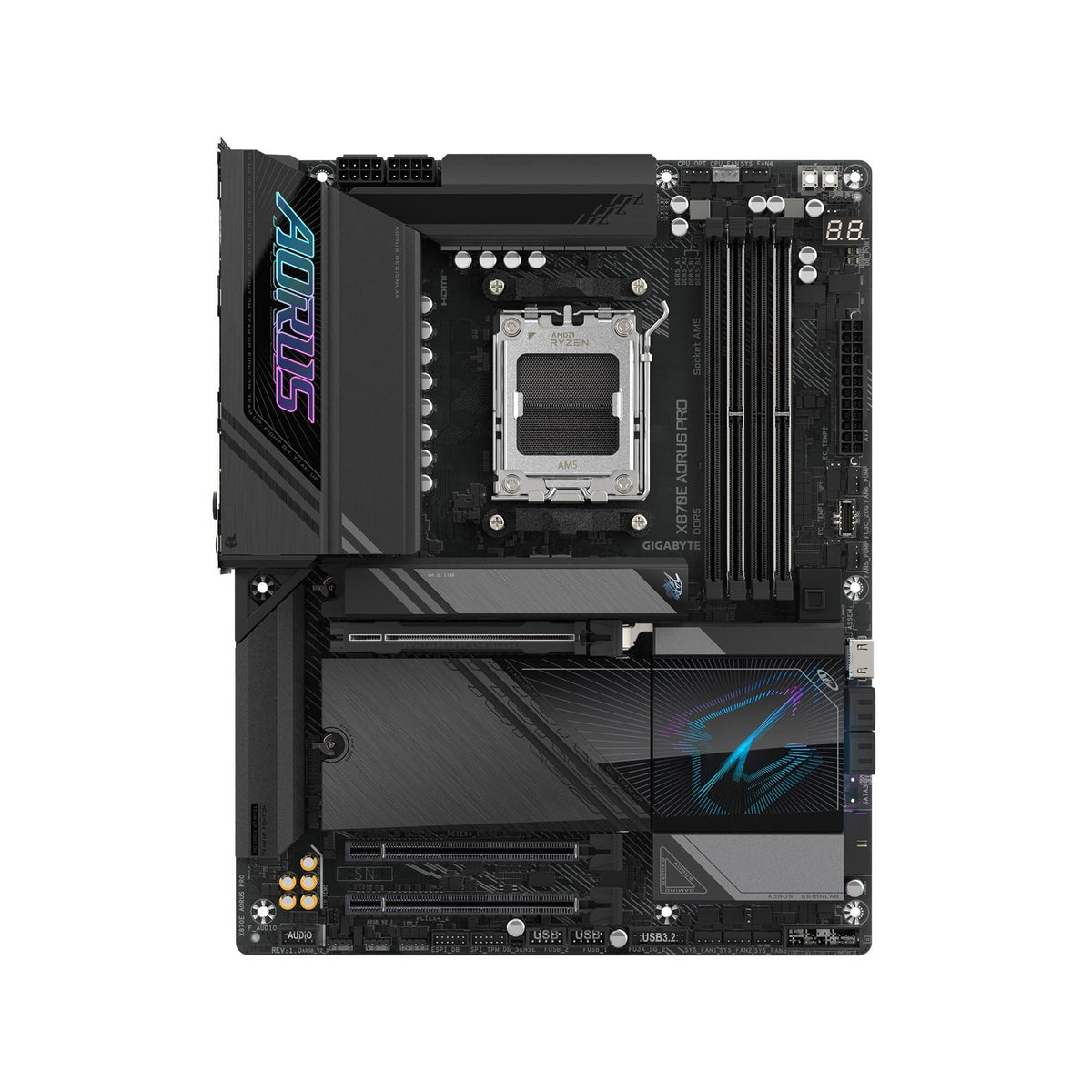 GIGABYTE X870E AORUS PRO AMD AM5 LGA 1718 Motherboard, ATX, DDR5, 4X M.2, PCIe 5.0, USB4, WIFI7, 2.5GbE LAN, EZ-Latch, 5-Year Warranty