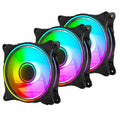 120mm ARGB PWM PC Case Fans - 800-1800RPM Computer CPU Cooling with Addressable RGB PC Case Triple Light Loop Includes SATA Adapter 3-Pack Black