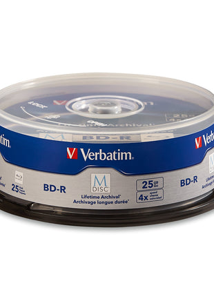 Verbatim M DISC BD-R 25GB 4X with Branded Surface Blank Blu-Ray Recordable Media – 25pk Spindle