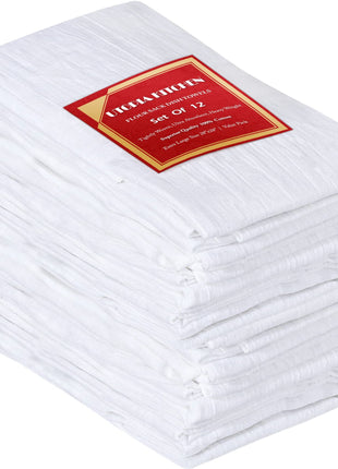 Utopia Kitchen White Flour Sack Towels [12 Pack - 28 x 28 Inch] 100% Cotton | Tea Towels for Cleaning & Drying - Highly Absorbent Kitchen Dish Cloth