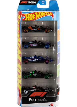 Hot Wheels Toy Cars Formula 1 5-Pack, Set of 5 1:64 Scale Die-Cast Vehicles Featuring F1 Racing Team Decos, Collectible Race Cars