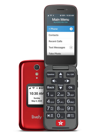 LIVELY Jitterbug Flip Cell Phone for Seniors, Flip2, Red | Simple Flip Phone for Seniors with No SIM Needed, Requires an Activated Phone Plan, Not Compatible with Other Carriers