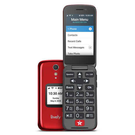 LIVELY Jitterbug Flip Cell Phone for Seniors, Flip2, Red | Simple Flip Phone for Seniors with No SIM Needed, Requires an Activated Phone Plan, Not Compatible with Other Carriers