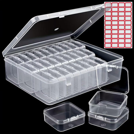 31Pcs Mini Bead Containers,Clear Diamond Art Storage Case, Plastic Craft Supply Case for Organizing,Rectangle Containers for DIY Bead Craft,Jewelry,Small Part