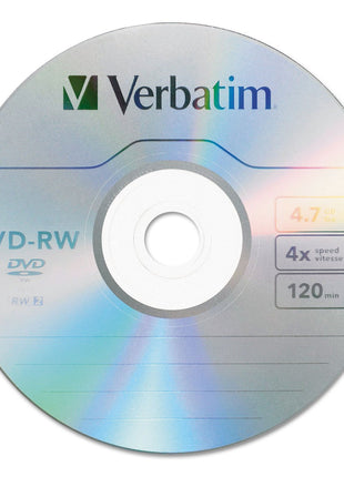 Verbatim DVD-RW 4.7GB 120Min Up to 4X Blank Discs Rewritable Up to 1000 Times – 30 Pack Spindle, Blue/Gray