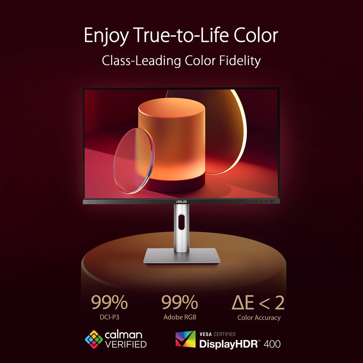 ASUS ProArt Display 27” 4K HDR Professional Monitor (PA279CRV) - IPS, UHD (3840 x 2160), 99% DCI-P3/Adobe RGB, ΔE < 2, Calman Verified, USB-C PD 96W, DisplayPort, Daisy-Chain, Ergonomic, 3yr Warranty