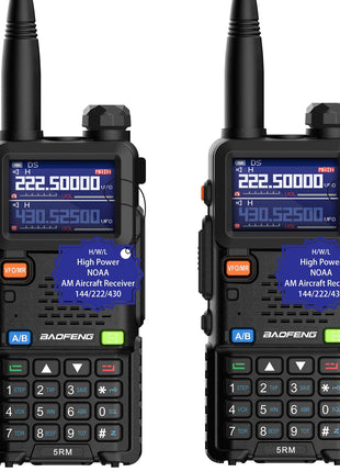 BAOFENG 5RM Ham Radio 10W Handheld (Upgraded of UV-5R) Walkie Talkies Long Range NOAA Weather Receiver Two Way Radio UV5R for Adults Camping Hunting Hiking, Frequency Copy, USB C Charger, 999CH