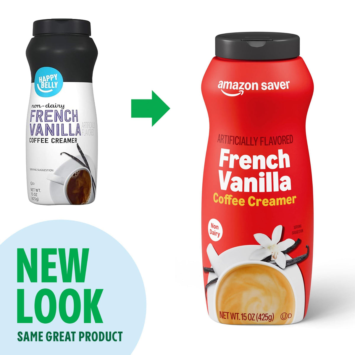Amazon Saver, French Vanilla Powdered Coffee Creamer, 15 Oz (Previously Happy Belly, Packaging May Vary)