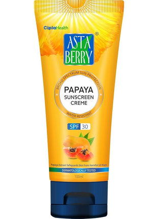 ASTABERRY Papaya Sunscreen For All Skin Type Creme Spf 30 100Ml-With Papaya Extract|Dermatologist Formulated|Non-Sticky|Lightweight|Protected Skin From Uva&Uvb Rays|Reduce Blemishes&Freckles