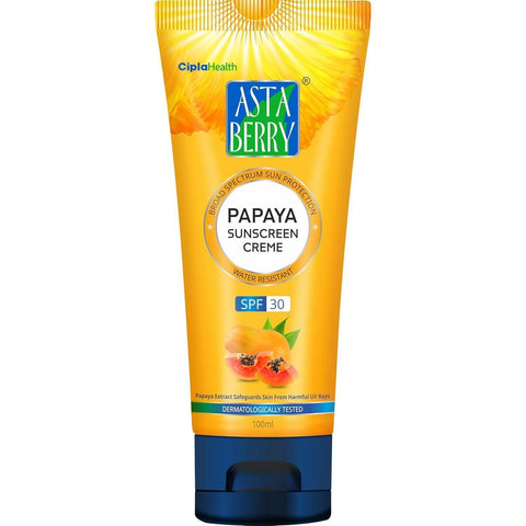 ASTABERRY Papaya Sunscreen For All Skin Type Creme Spf 30 100Ml-With Papaya Extract|Dermatologist Formulated|Non-Sticky|Lightweight|Protected Skin From Uva&Uvb Rays|Reduce Blemishes&Freckles