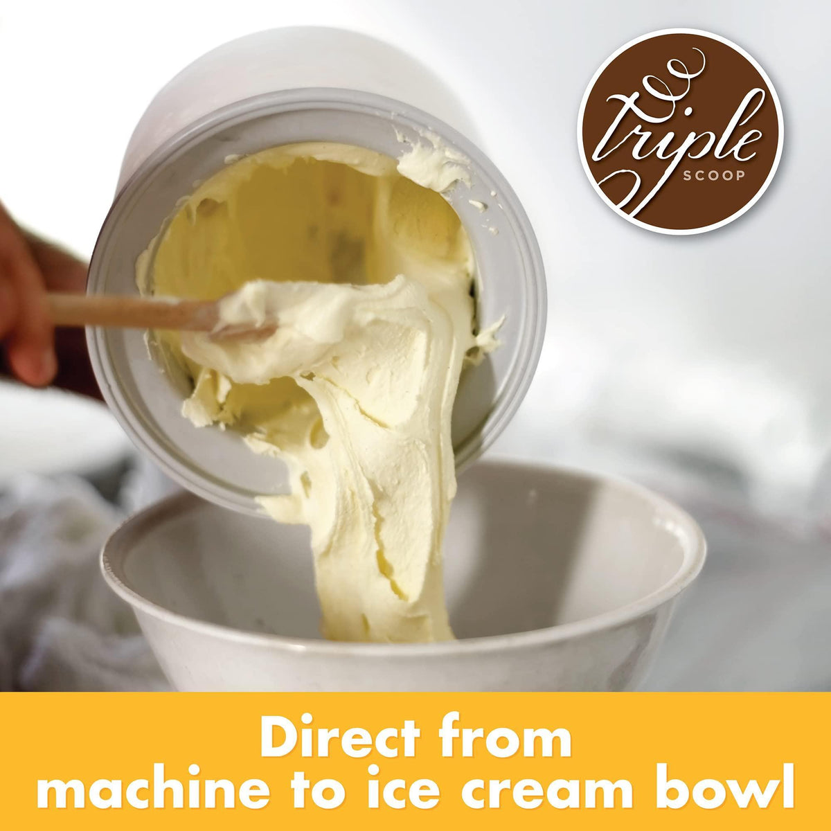 Triple Scoop - Premium Vanilla Ice Cream Mix For Ice Cream Maker. Simple, Easy, Delicious. From Gourmet Mix To Maker in 5 Minutes, Makes 2 Creamy Quarts. Made in USA. (1 Pack, Vanilla)
