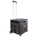 dbest products Quik Cart Collapsible Rolling Crate on Wheels for Teachers Tote Basket 80 lbs Capacity, Made from Heavy Duty Plastic Used as a Seat, Black