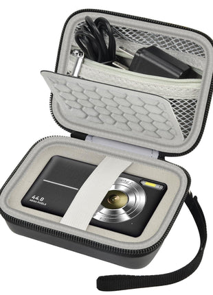 Comecase Digital Camera Case for Kodak PIXPRO FZ55/FZ45, Black | Hard EVA Shell,Pre-Cut Foam, Accessories Mesh Pocket, Wrist Strap, Compact for Travel, School and Daily Storage. Case only