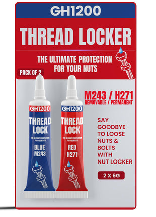 GH1200-6gx2 Pack Thread Lock Medium and Strong Strength for Nuts, Bolts, and Metals, Threadlocker Lock Tight & Seal Fasteners with Stable and Consistent Performance