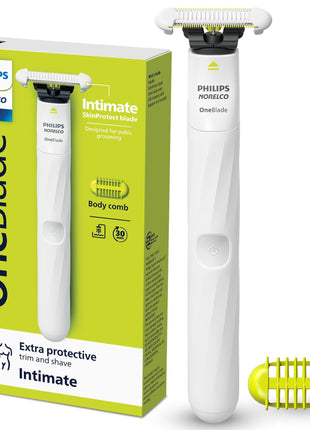 Philips Norelco OneBlade Intimate, Designed for Pubic Grooming, Trim & Shave with Extra Skin Protection, Waterproof, Model QP1924/70