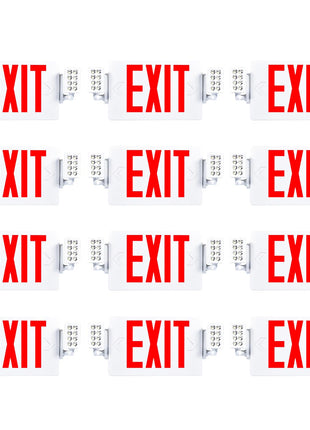 Sunco 12 Pack Exit Signs With Emergency Lights, Two Adjustable LED Lights With Backup Battery, Red, 94V-0 Fire Resistant, 120-277V, Wall Or Ceiling Mount, Commercial Grade UL.