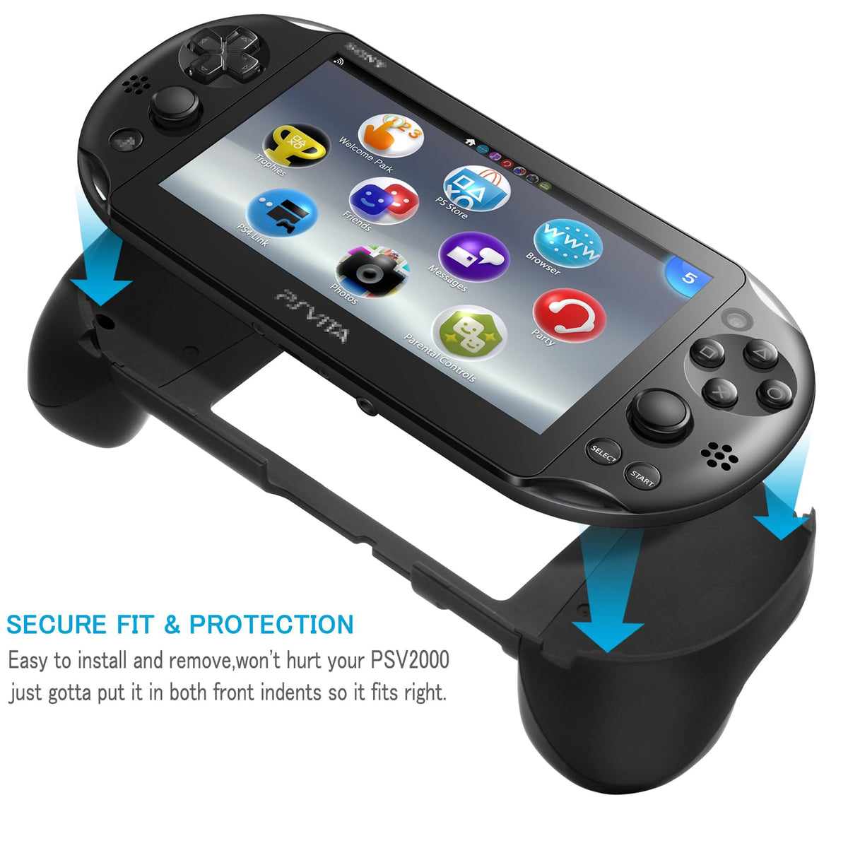 Gorliskl Hand Grip Handle Joypad Protective Case with L2 R2 Trigger Button Grip Shell Controller Protective Case for Sony PlayStation PS Vita 2000 PSV 2000 PS Vita Slim.