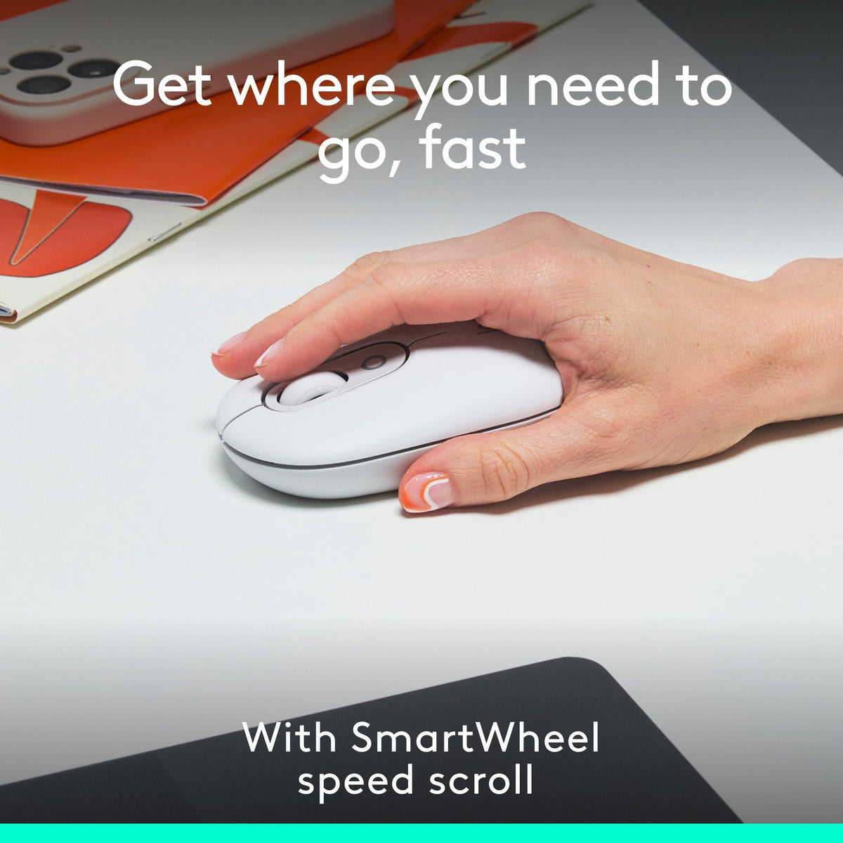 Logitech POP Mouse, Compact and Portable Wireless Bluetooth Mouse with Programmable Buttons and Quiet Clicks, Easy-Switch Between up to 3 Devices, Laptop, Tablet, PC - Off-White