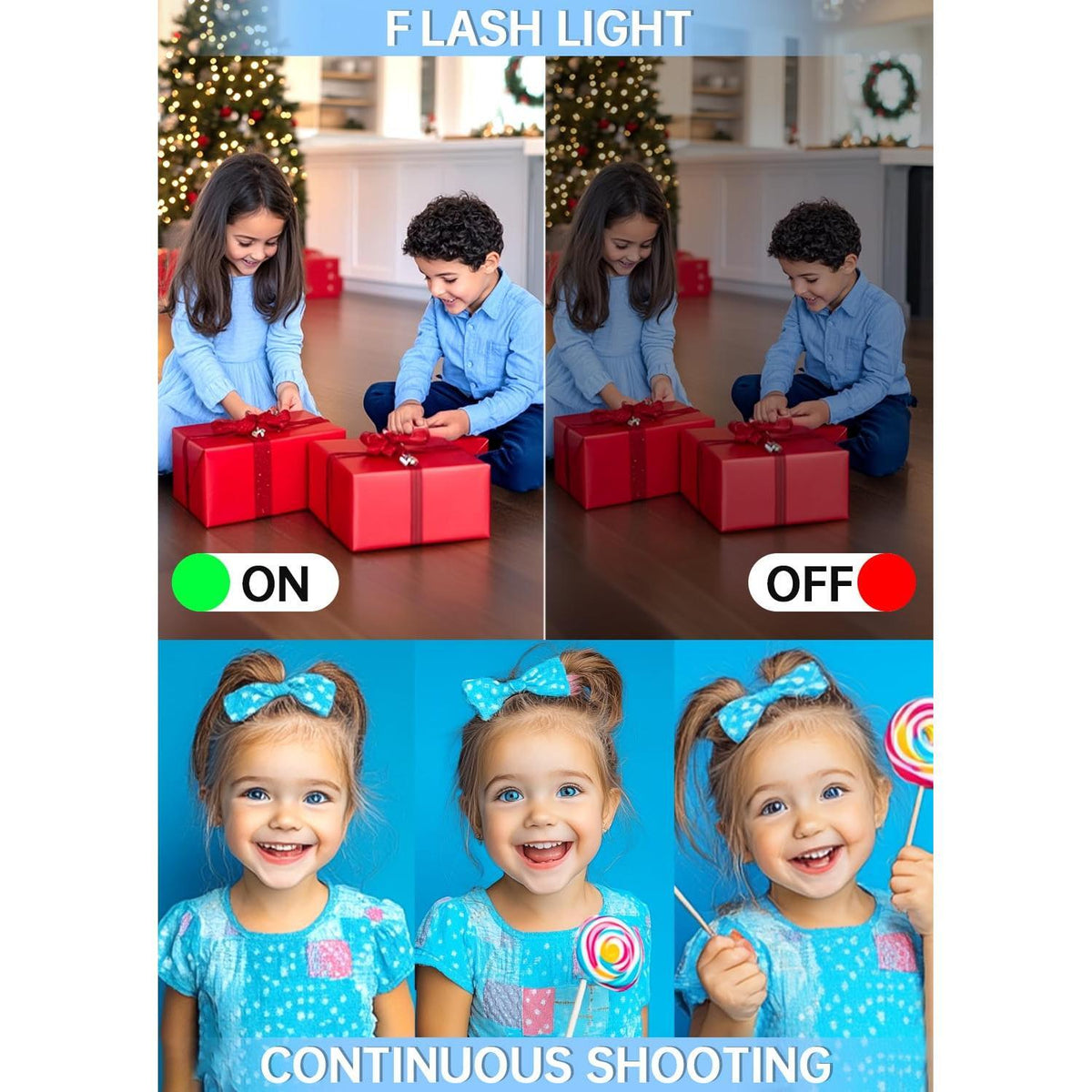 WABL Digital Camera, 4K 64MP UHD Dual Screens Camera, 18X Zoom, Portable Small Point and Shoot Digital Cameras with 64GB TF Card, 2 Rechargeable Batteries for Kids, Teens, Adult, Selfies, Gifts- White