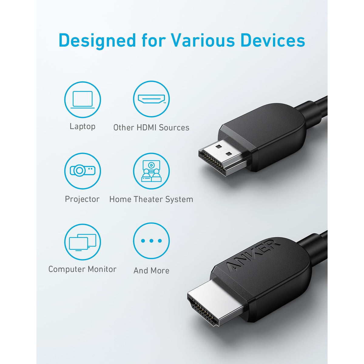 Anker HDMI Cable 8K@60Hz, 6FT Ultra HD 4K@120Hz HDMI Cord,48 Gbps Certified Ultra High-Speed,Compatible with PlayStation 5,Xbox,Samsung TVs,and More