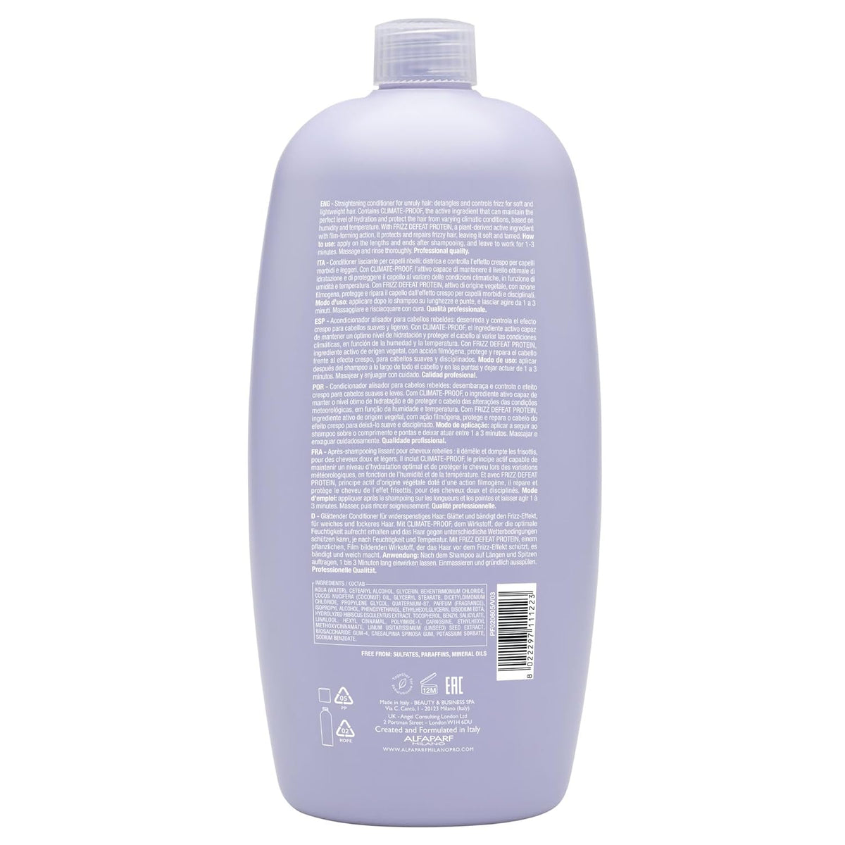 Alfaparf Milano Semi Di Lino Smooth Low Shampoo for Frizzy and Rebel Hair - Sulfate Free Shampoo - Straightens, Hydrates and Smoothes Unruly Hair Sulfate, Paraben and Paraffin Free (1000ml)