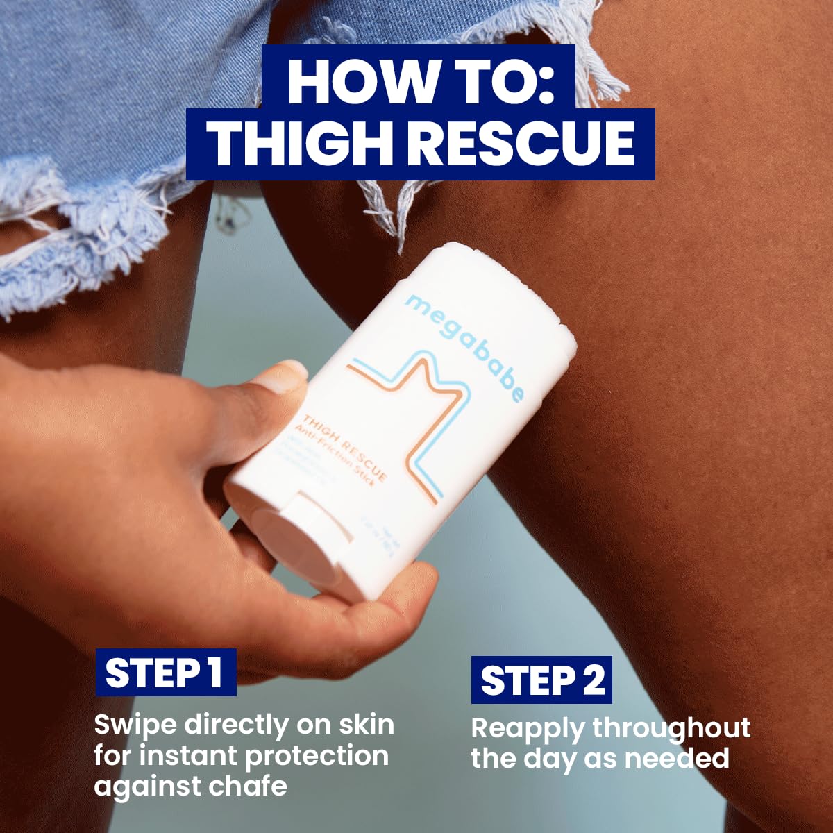 Megababe Thigh Rescue Anti-Chafe Stick | Prevents skin chafe & irritation | Thighs, arms, bra-lines & more | Summer Vacation Essentials | 2.12oz (Pack of 1)