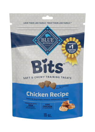 Blue Buffalo Bits Soft Dog Treats for Training, Made With Natural Ingredients & Enhanced with DHA, Chicken Recipe, 19-oz Bag