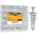 KURUI Metal Self Drilling Drywall Anchors, 116PCs Hollow Zinc Wall Anchors and Screws Kit, 58 Heavy Duty Sheetrock Anchors + 58#6 x 1-1/4'' Screws, 50LB Hanging and Mounting