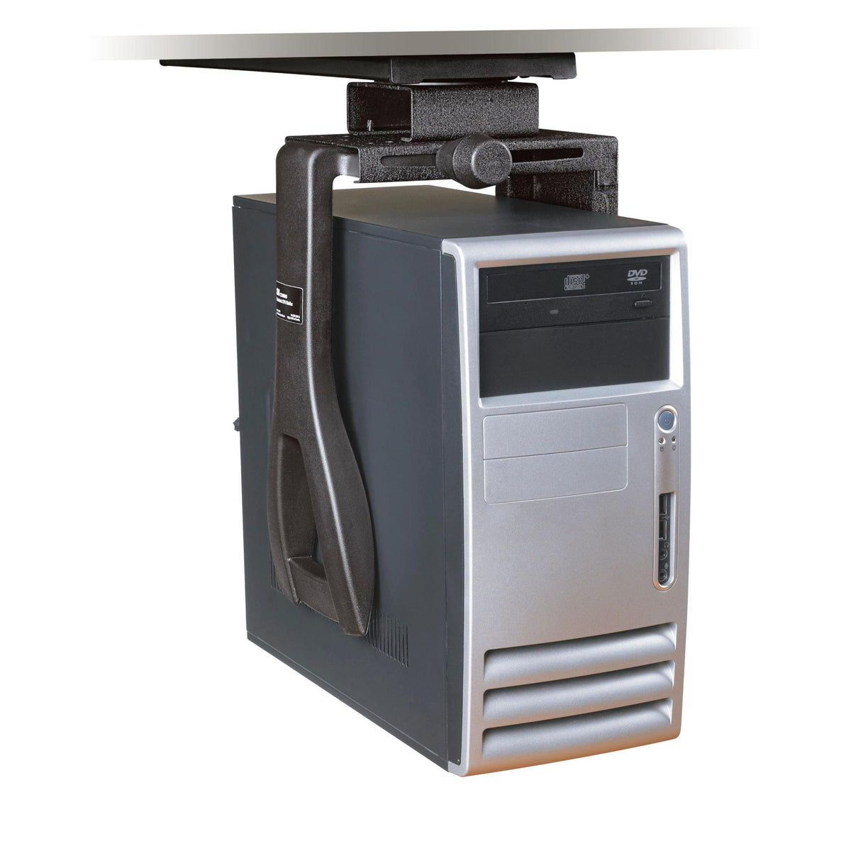 3M Under-Desk Computer Tower CPU Holder, Width Adjust from 3.5" to 9.3", Height Adjust from 12.5" to 22.5" to Fit Most CPU's up to 50 lbs, 360⁰ Swivel, Steel Construction, 17" Track, Black, (CS200MB)