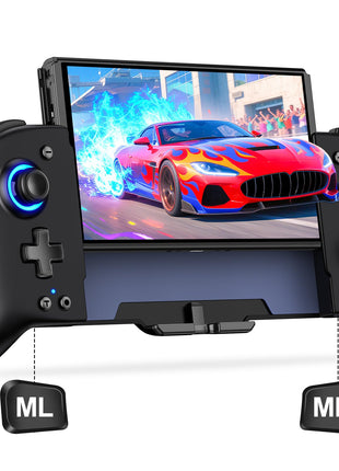 Gammeefy Switch Controller – Hall Effect Joysticks & Enhanced Grip – One Piece Switch Joypad Replacement Switch Pro Controller with 8-Color RGB Lighting, Turbo, Macros - Black, 6.2"/7"