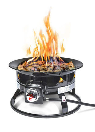 Outland Living Portable Propane Fire Pit, 19-inch, 58,000 BTU with Fire Pit Cover & Carry Kit, Smokeless Gas Firebowl | Perfect for Camping, Patio, Backyard, Tailgating, Deck, RV| Black 893 Deluxe