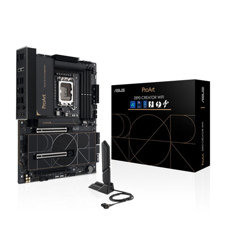 ASUS ProArt Z890-CREATOR WIFI Z890 LGA 1851 ATX Motherboard, Intel® CoreTM Ultra Processor Series 2 Ready, 16+2+1+2 stages, PCIe® 5.0, DDR5, ThunderboltTM 5 Type-C®, 10+2.5 Gb LAN, WiFi 7, 5x M.2, AI OC