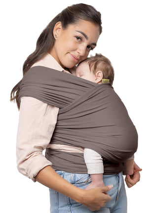 Boba Baby Wrap Carrier - Stretch Cotton Newborn Sling, Grey | Breathable, Hands-Free Babywearing Carrier Wrap; ergonomic, secure hold for newborn to toddler 7-35 lbs.