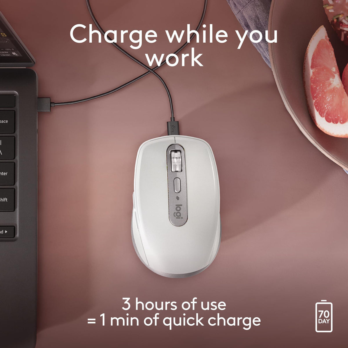 Logitech MX Anywhere 3S for Mac, Compact Wireless Bluetooth Mouse, 8K DPI Any-Surface Tracking, Quiet Clicks, USB C, Wireless Mouse for MacBook Pro, MacBook Air, iMac, iPad - Pale Grey