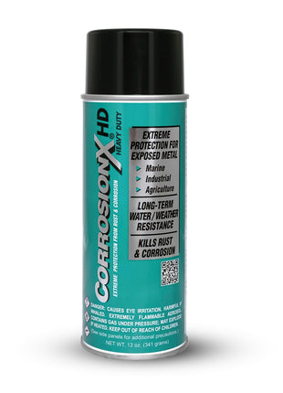 CorrosionX Heavy Duty Anti Rust Spray, Dripless Self-Healing Corrosion Inhibitor with Waterproof Barrier for Marine, Agricultural & Industrial Equipment in Harsh, Saltwater Environments, 12oz Aerosol