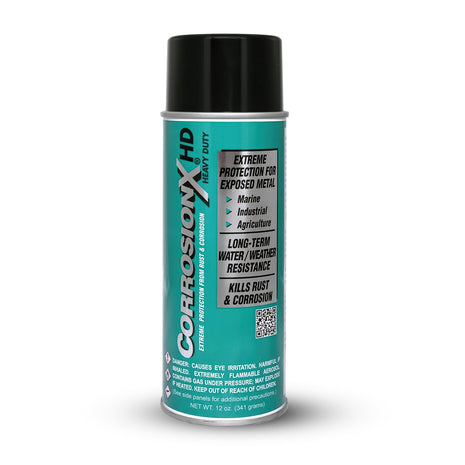 CorrosionX Heavy Duty Anti Rust Spray, Dripless Self-Healing Corrosion Inhibitor with Waterproof Barrier for Marine, Agricultural & Industrial Equipment in Harsh, Saltwater Environments, 12oz Aerosol