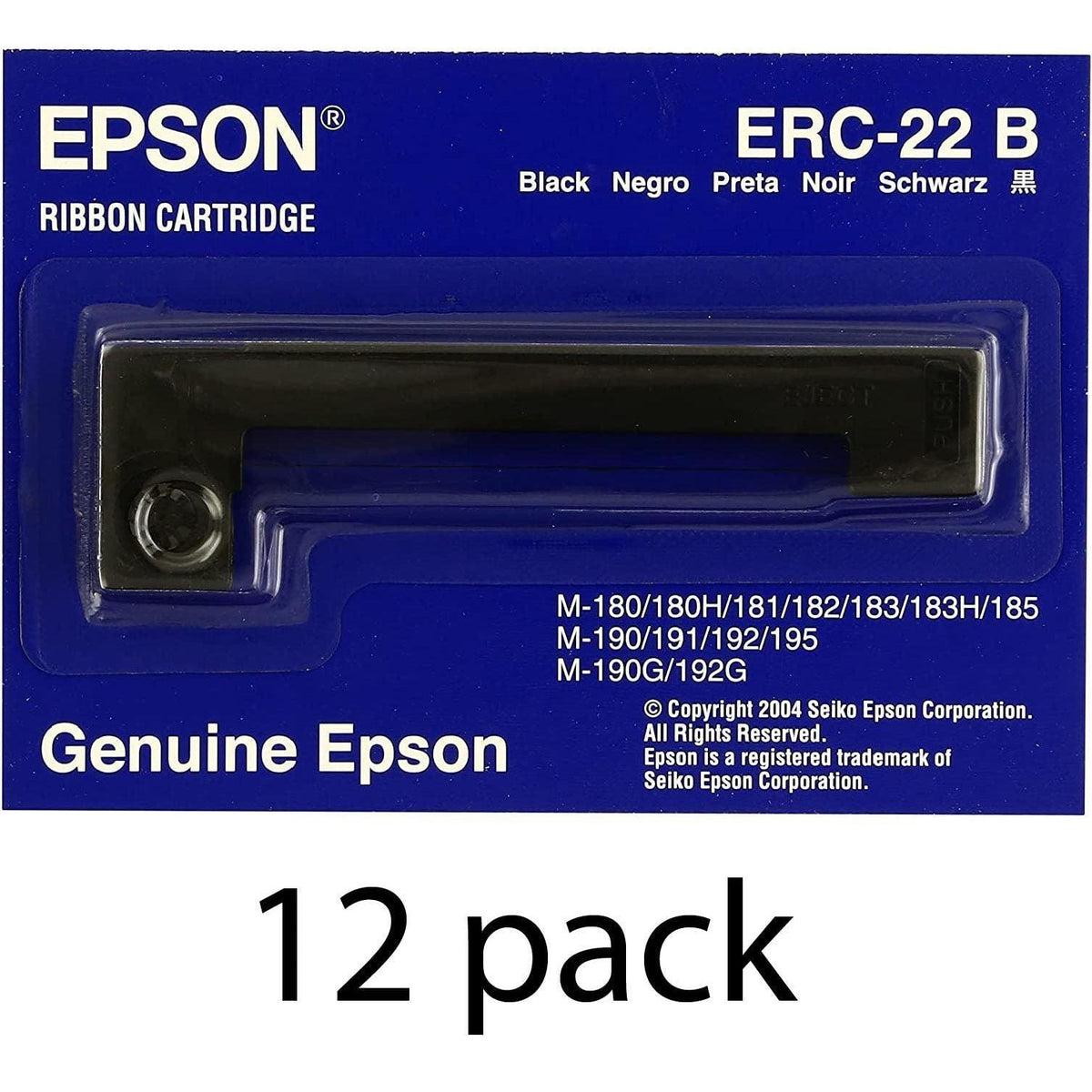 Genuine Epson (ERC-22B) 12-Pack Black Ribbon Cartridge For: M-180, M-181, M-183, M-185 (E65103)