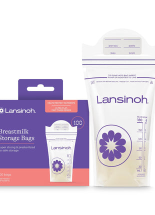 Lansinoh Breastmilk Storage Bags, 100 Count, Baby Essentials, Fast Freeze & Thaw Breast Milk Bags for Baby Bottle Feeding, Strength & Stretch, 6 Ounce | Fast Freeze & Thaw Milk Bags for Baby Bottle Feeding, Baby Essentials