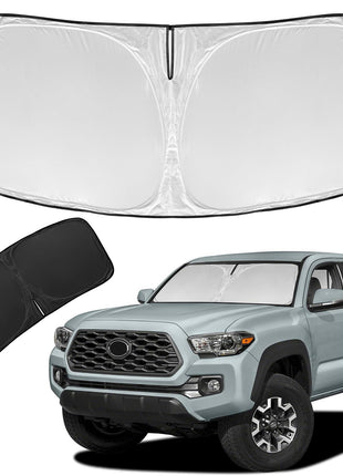 for Toyota Tacoma 2016-2024 2025 2026 Sun Shade Sunshade Windshield Cover | 4 Layers Front Window Shade Custom Fit Tacoma 2Dr 4Dr Pickup Sun Visor 240T Shade Blocks UV Rays Car Accessories