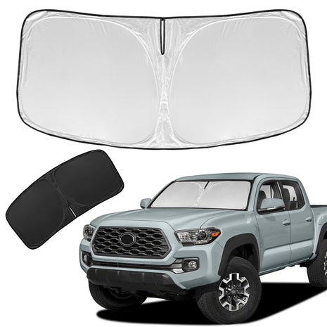 for Toyota Tacoma 2016-2024 2025 2026 Sun Shade Sunshade Windshield Cover | 4 Layers Front Window Shade Custom Fit Tacoma 2Dr 4Dr Pickup Sun Visor 240T Shade Blocks UV Rays Car Accessories