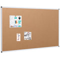 VIZ-PRO Large Cork Bulletin Board, 60 X 48 Inches, Wall-Mounted Corkboard with Silver Aluminium Frame for School, Office, and Home 5' X 4'