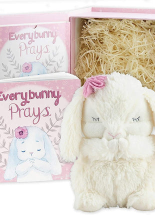 Tickle & Main Everybunny Prays Bunny Plush & Musical Prayer Toy for Christening Gifts for Girls - Pink, 7 in - Baby Dedication & Baptism Gifts for Girls with Illustrated Board Book