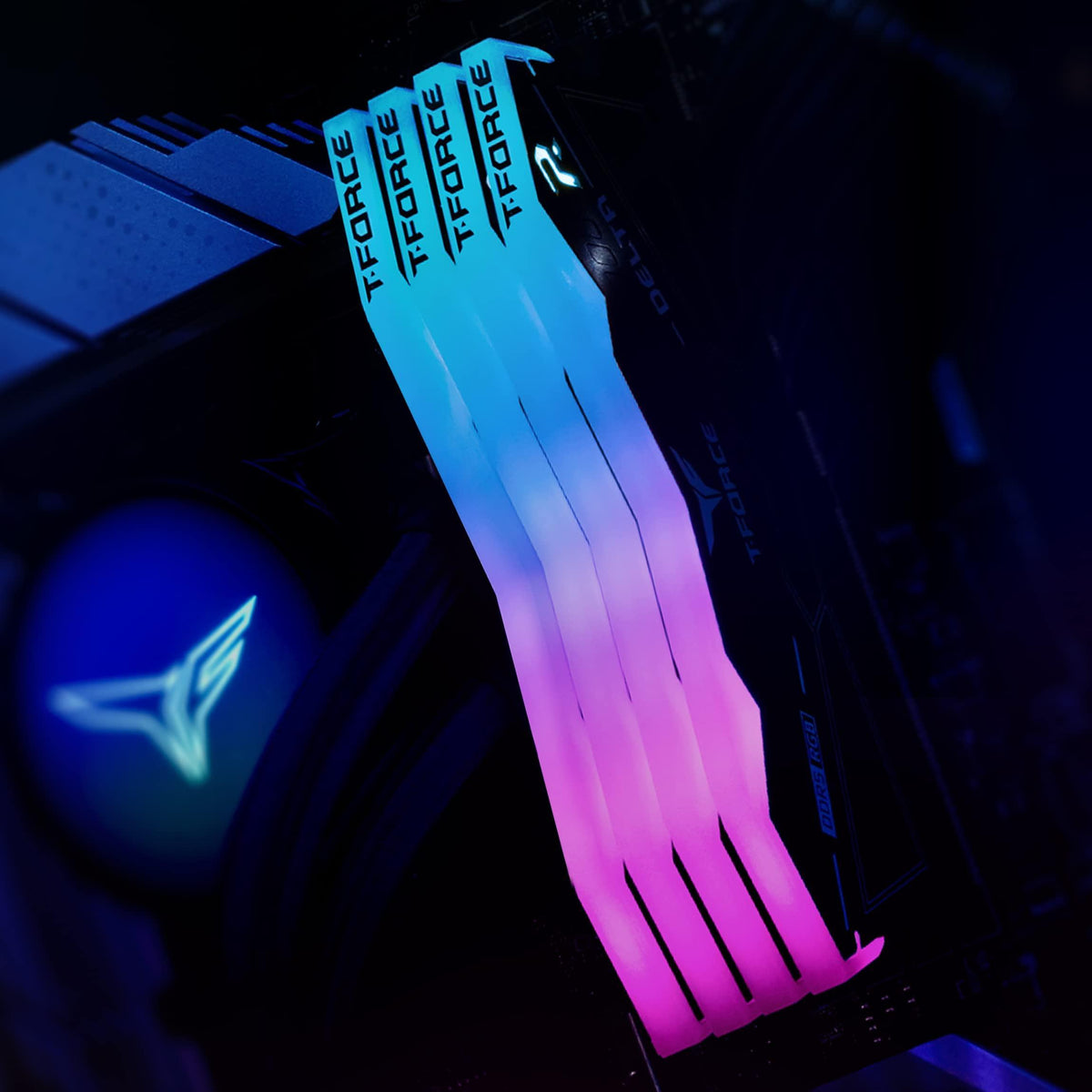 TEAMGROUP T-Force Delta RGB DDR5 Ram 32GB (2x16GB) 8000MHz PC5-64000 CL38 A-DIE Desktop Memory Module Ram for 600 700 Series Chipset XMP 3.0 Ready Black FF3D532G8000HC38DDC01