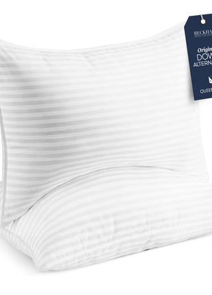 Beckham Hotel Collection Bed Pillows Standard/Queen Size Set of 2   Original Down Alternative Pillow for Sleeping   Bedding for Back, Stomach or Side Sleepers
