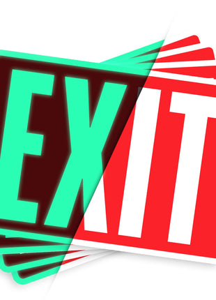 ASSURED SIGNS Exit Sign Stickers, Glow in the Dark, 10" x 7", 4 Pack | Aids Safety in Emergencies, Photoluminescent Illuminated Design, UV Protected, Perfect for Business, Self-Adhesive
