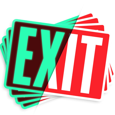 ASSURED SIGNS Exit Sign Stickers, Glow in the Dark, 10" x 7", 4 Pack | Aids Safety in Emergencies, Photoluminescent Illuminated Design, UV Protected, Perfect for Business, Self-Adhesive